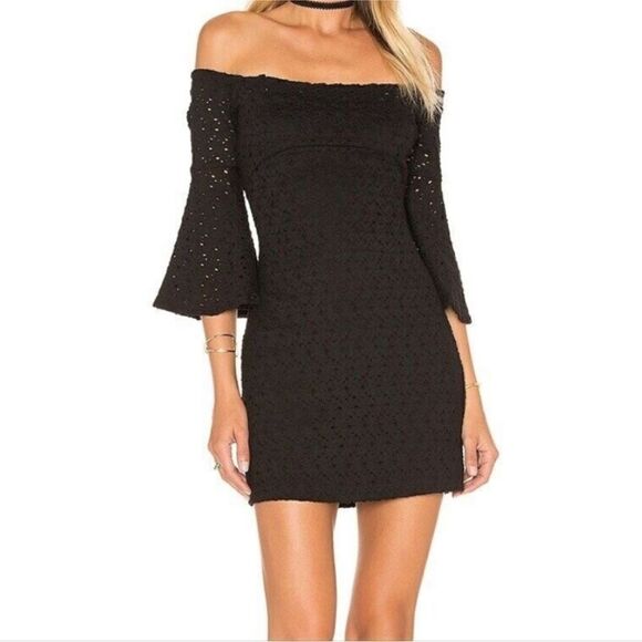 Free People Dresses & Skirts - Free People Sophia Black Eyelet Crochet Mini Dress Bodycon Revolve